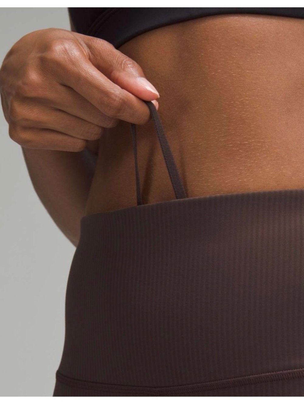 Lululemon Wunder Train Ribbed High Rise crop 23 inches Espresso - Picture 7 of 7